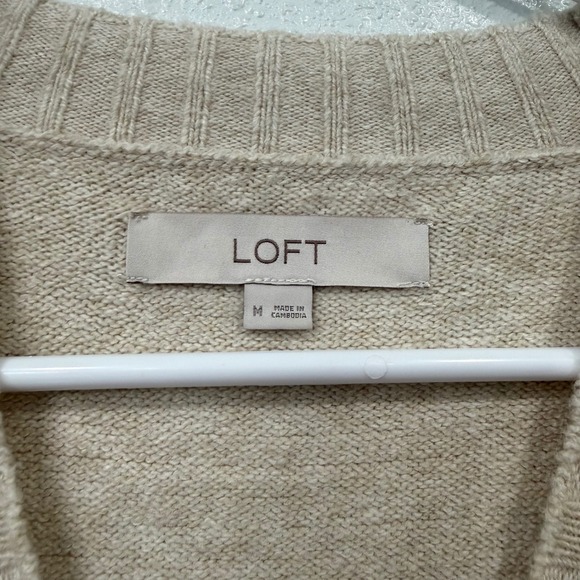 LOFT Women Beige Paris Eiffel Tower Graphic Crewneck Sweater Size M - Picture 2 of 7